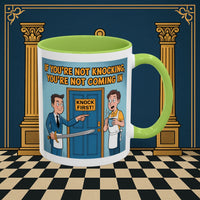 Premium Ready to Go Freemason Design | Accent Coloured 11oz Mug | Knock or Else | Inner Guard - Masonic Mugs