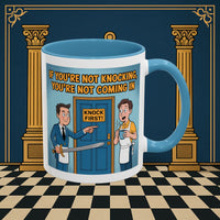 Premium Ready to Go Freemason Design | Accent Coloured 11oz Mug | Knock or Else | Inner Guard - Masonic Mugs