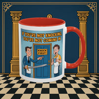 Premium Ready to Go Freemason Design | Accent Coloured 11oz Mug | Knock or Else | Inner Guard - Masonic Mugs