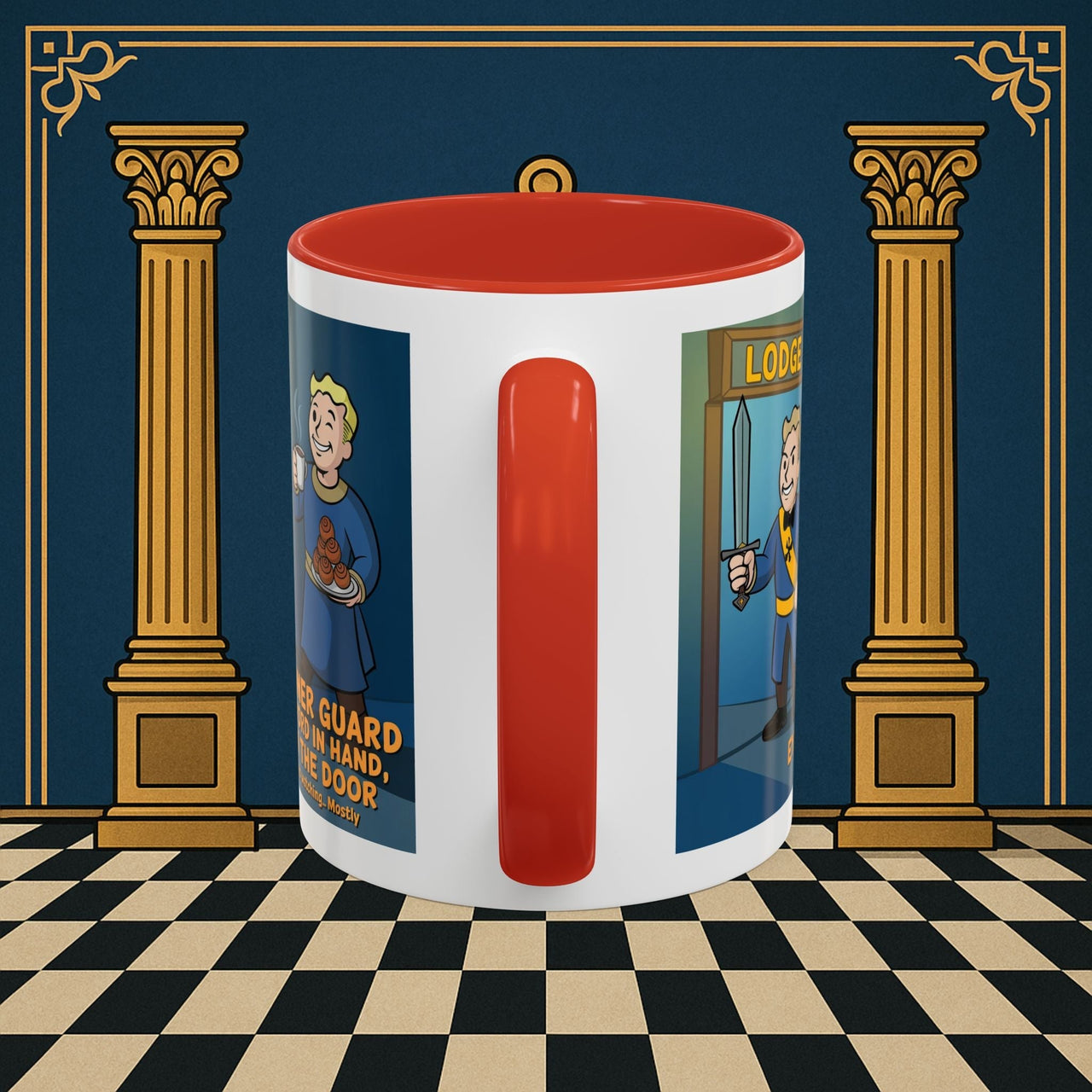 Premium Ready to Go Freemason Design | Accent Coloured 11oz Mug | Lodge Security | Inner Guard - Masonic Mugs