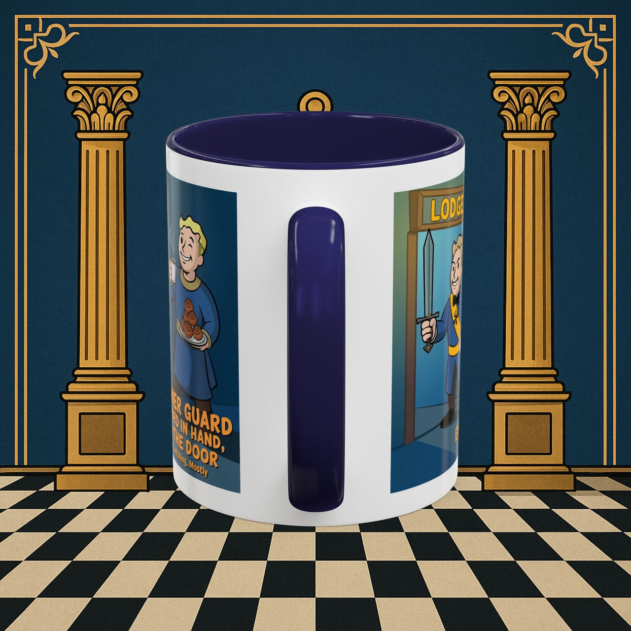 Premium Ready to Go Freemason Design | Accent Coloured 11oz Mug | Lodge Security | Inner Guard - Masonic Mugs