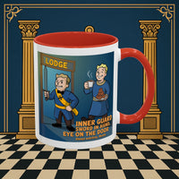 Premium Ready to Go Freemason Design | Accent Coloured 11oz Mug | Lodge Security | Inner Guard - Masonic Mugs