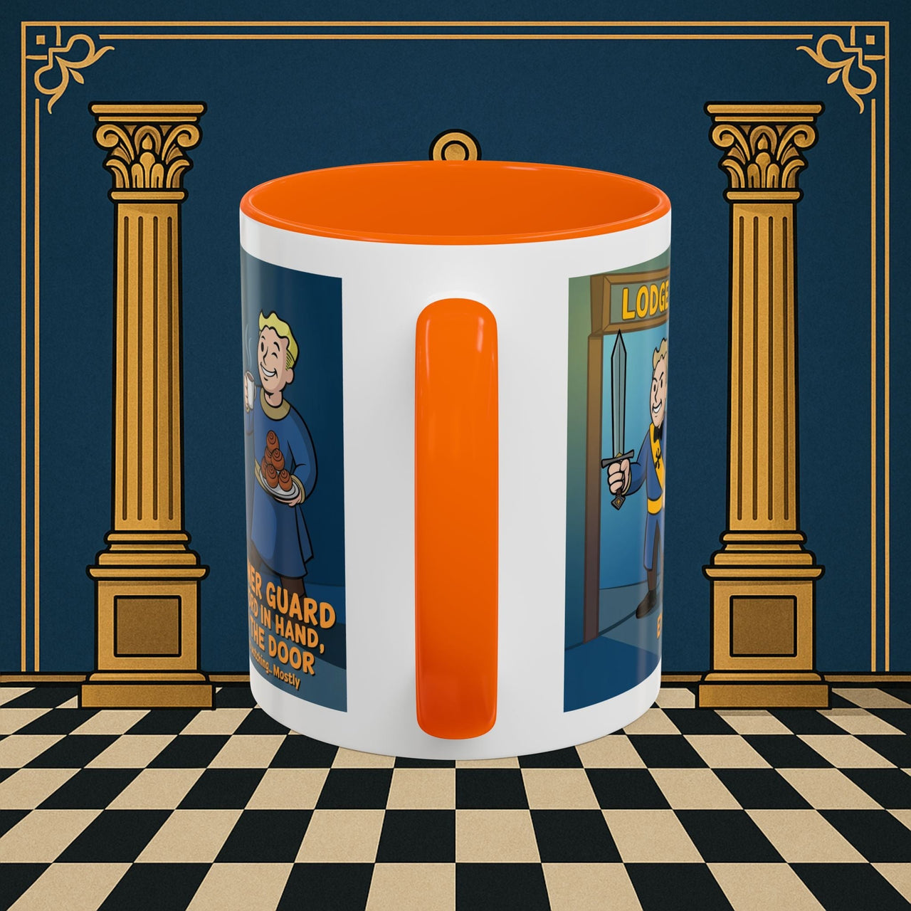 Premium Ready to Go Freemason Design | Accent Coloured 11oz Mug | Lodge Security | Inner Guard - Masonic Mugs