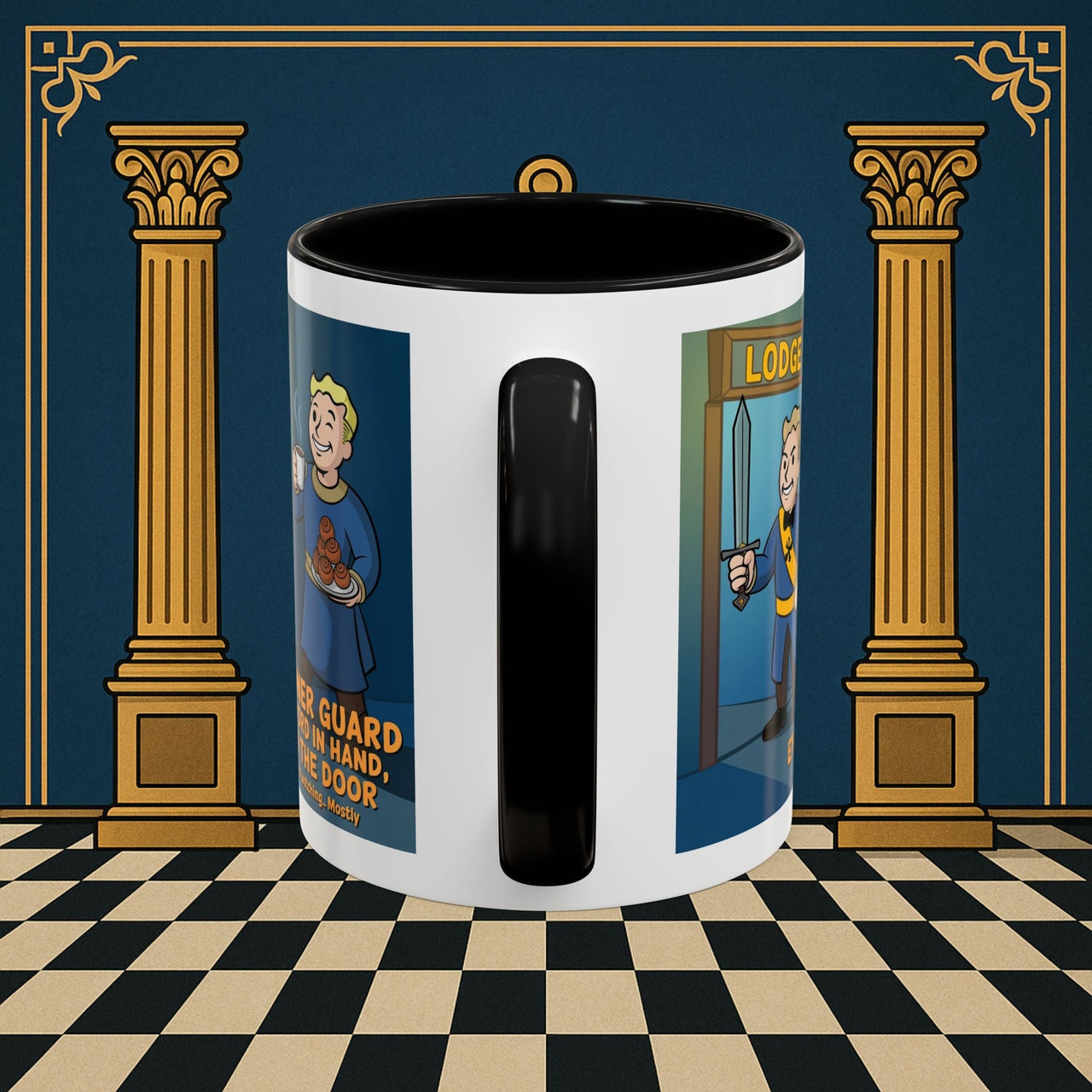 Premium Ready to Go Freemason Design | Accent Coloured 11oz Mug | Lodge Security | Inner Guard - Masonic Mugs