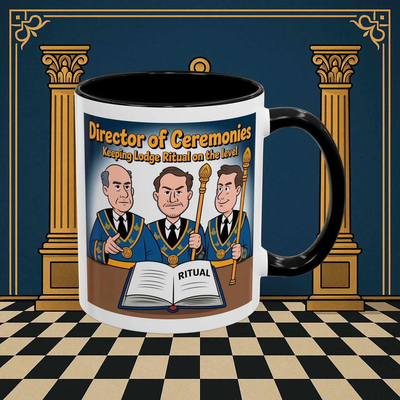 Premium Ready to Go Freemason Design | Accent Coloured 11oz Mug | Masonic Maestro | Director of Ceremonies - Masonic Mugs