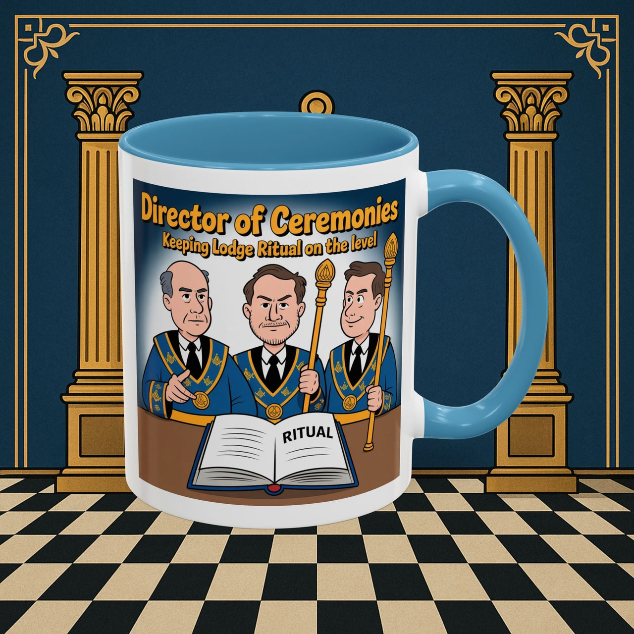 Premium Ready to Go Freemason Design | Accent Coloured 11oz Mug | Masonic Maestro | Director of Ceremonies - Masonic Mugs