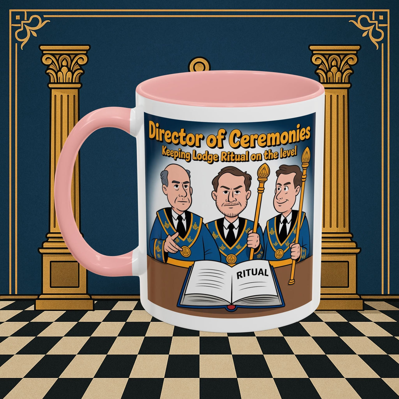 Premium Ready to Go Freemason Design | Accent Coloured 11oz Mug | Masonic Maestro | Director of Ceremonies - Masonic Mugs
