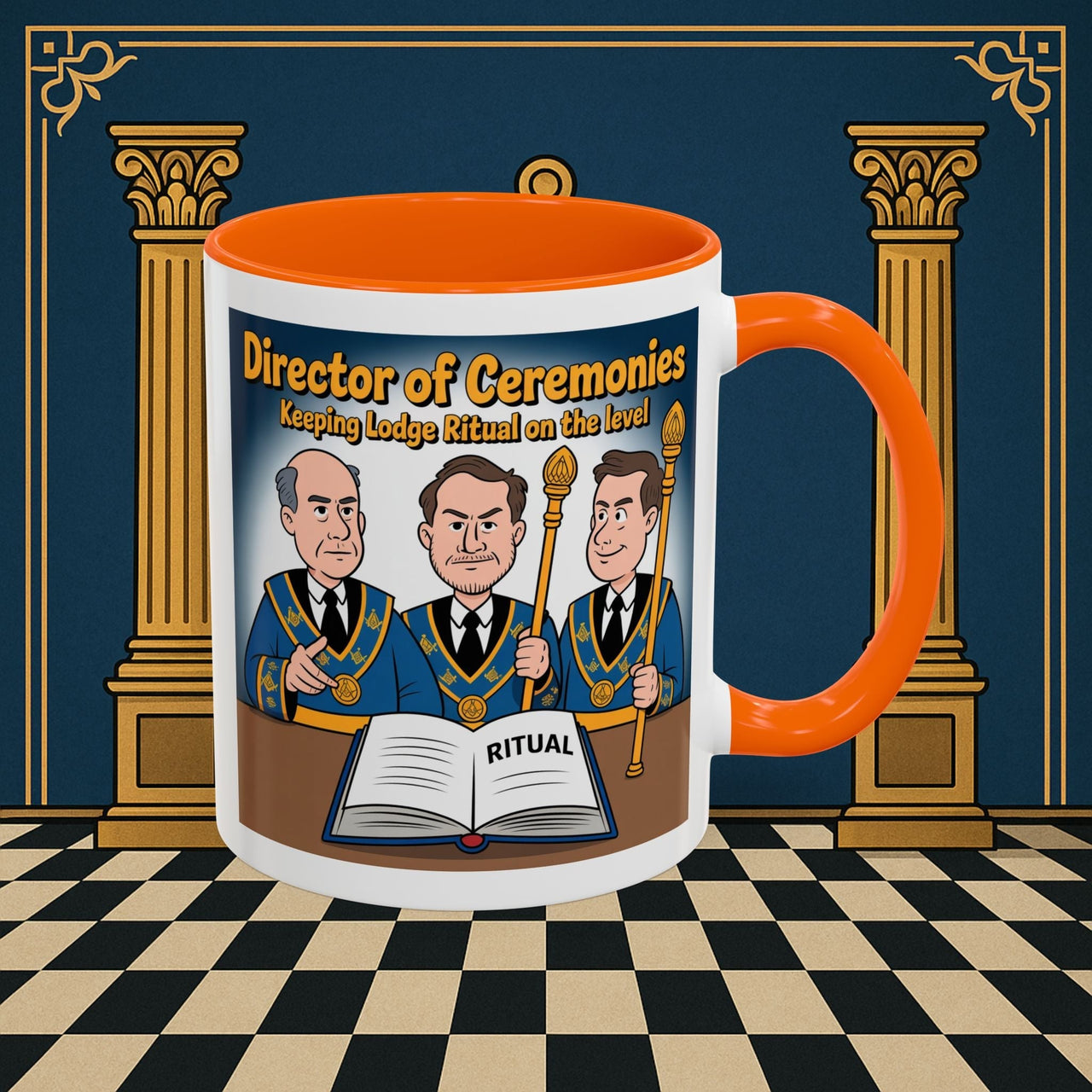 Premium Ready to Go Freemason Design | Accent Coloured 11oz Mug | Masonic Maestro | Director of Ceremonies - Masonic Mugs