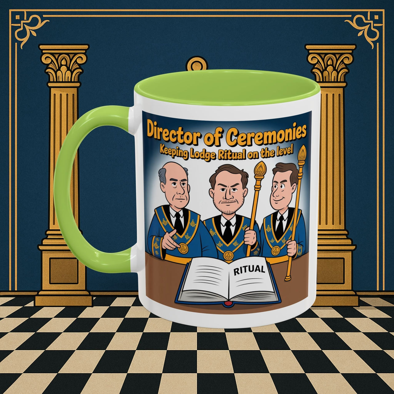 Premium Ready to Go Freemason Design | Accent Coloured 11oz Mug | Masonic Maestro | Director of Ceremonies - Masonic Mugs