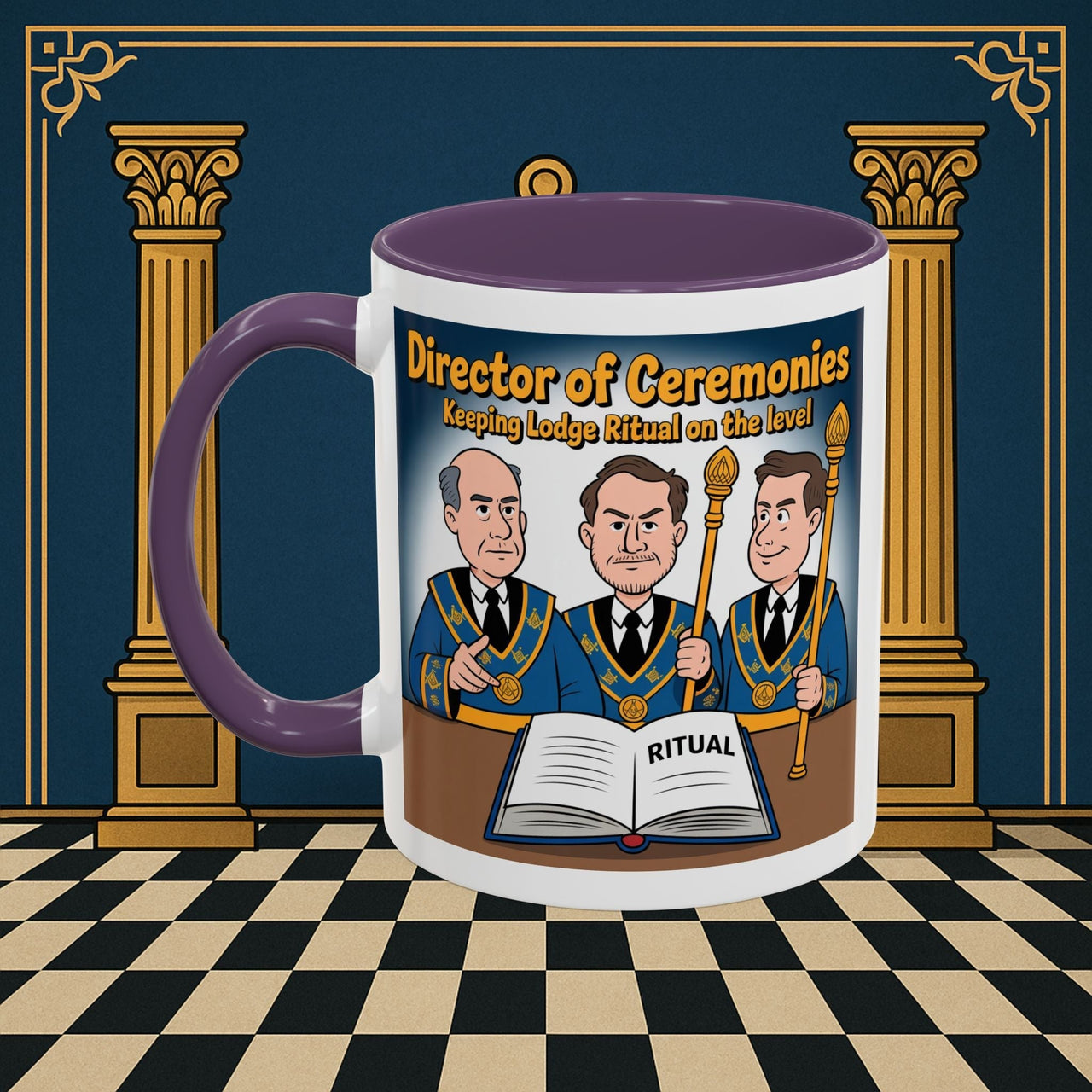 Premium Ready to Go Freemason Design | Accent Coloured 11oz Mug | Masonic Maestro | Director of Ceremonies - Masonic Mugs
