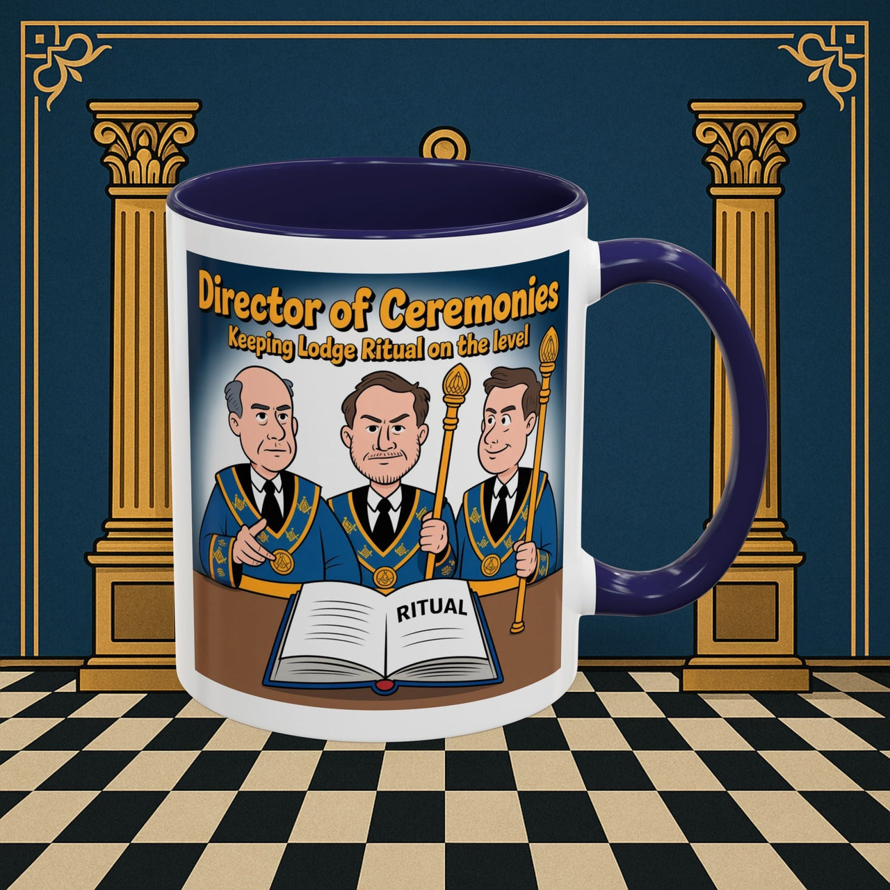 Premium Ready to Go Freemason Design | Accent Coloured 11oz Mug | Masonic Maestro | Director of Ceremonies - Masonic Mugs