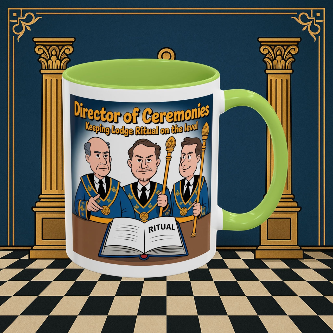 Premium Ready to Go Freemason Design | Accent Coloured 11oz Mug | Masonic Maestro | Director of Ceremonies - Masonic Mugs