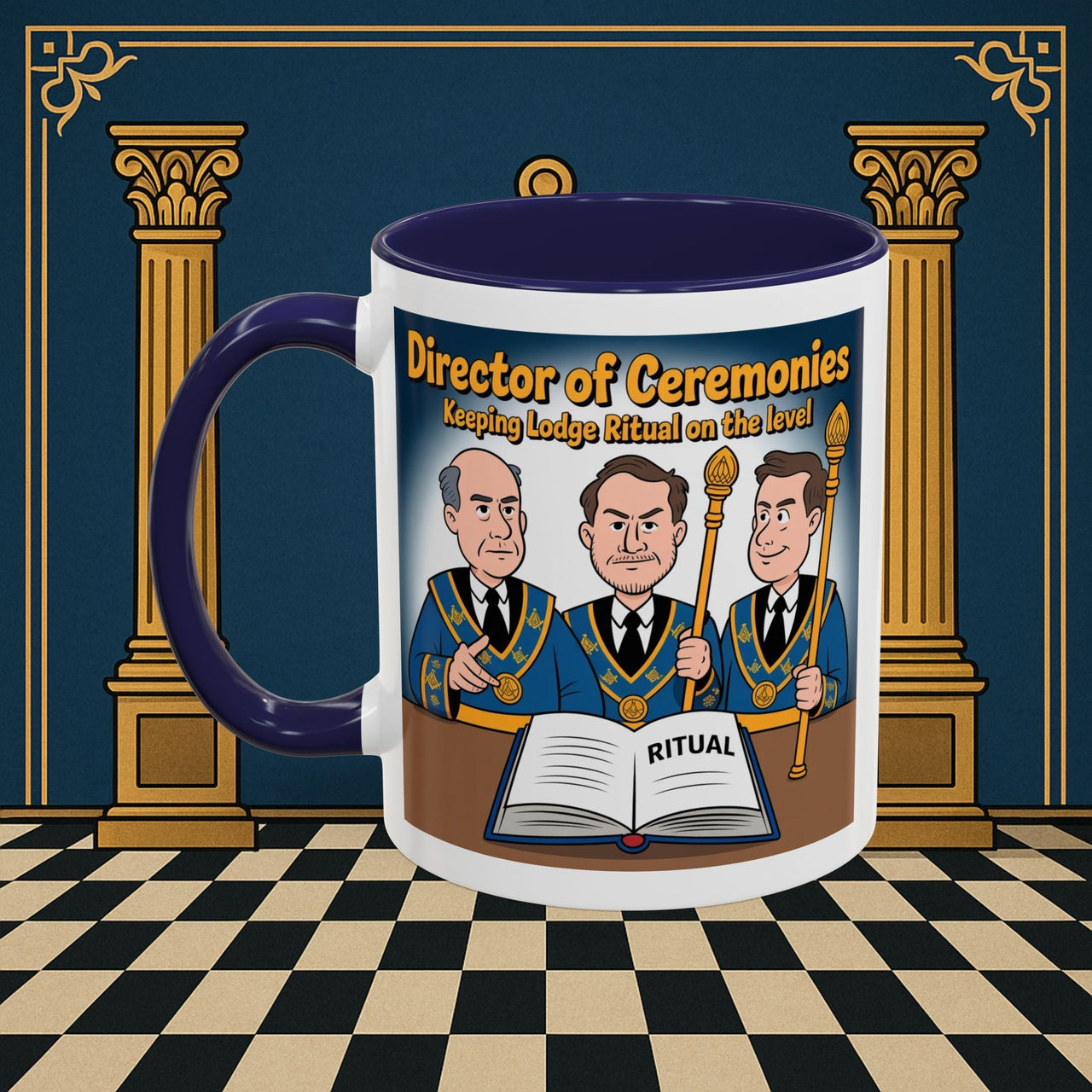Premium Ready to Go Freemason Design | Accent Coloured 11oz Mug | Masonic Maestro | Director of Ceremonies - Masonic Mugs