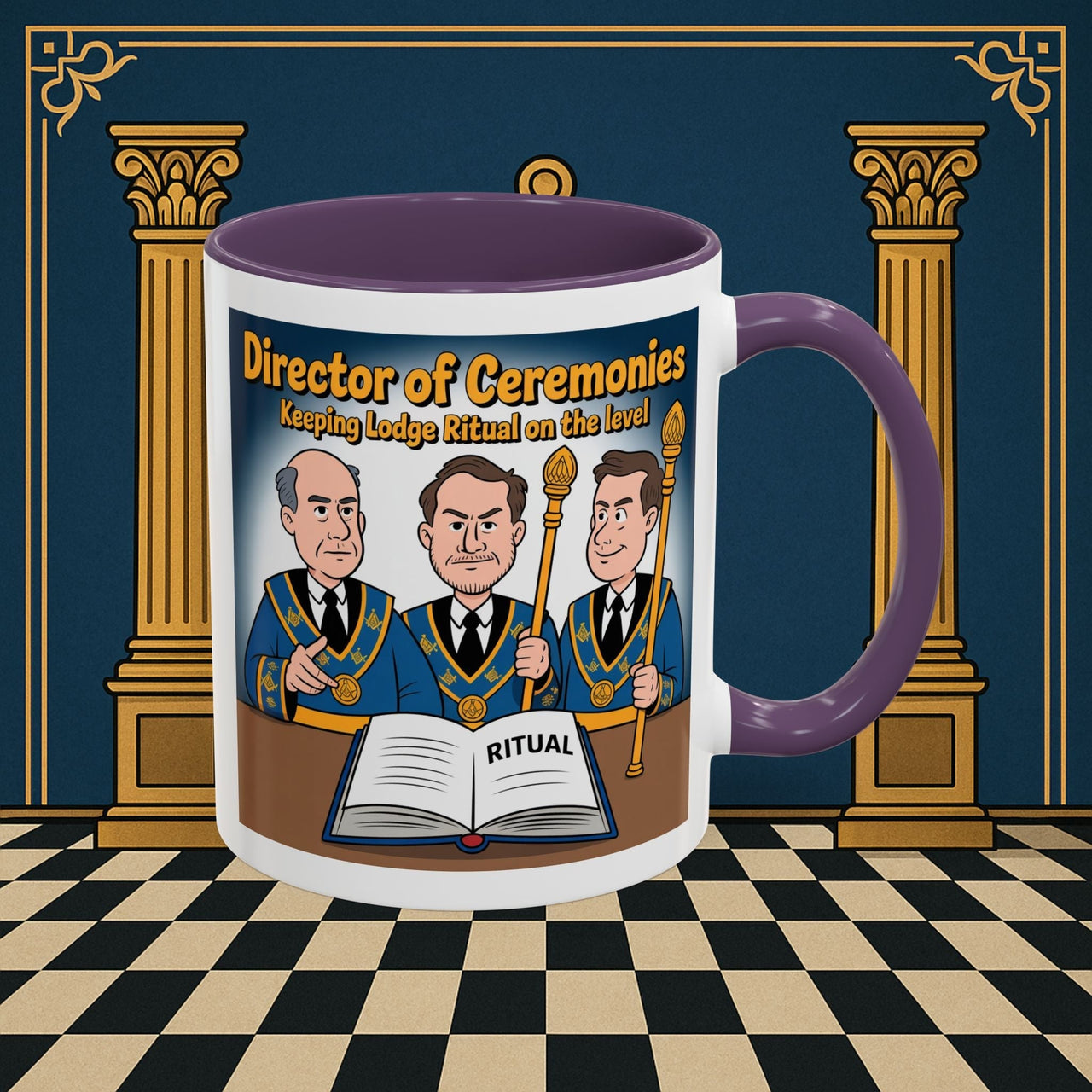 Premium Ready to Go Freemason Design | Accent Coloured 11oz Mug | Masonic Maestro | Director of Ceremonies - Masonic Mugs