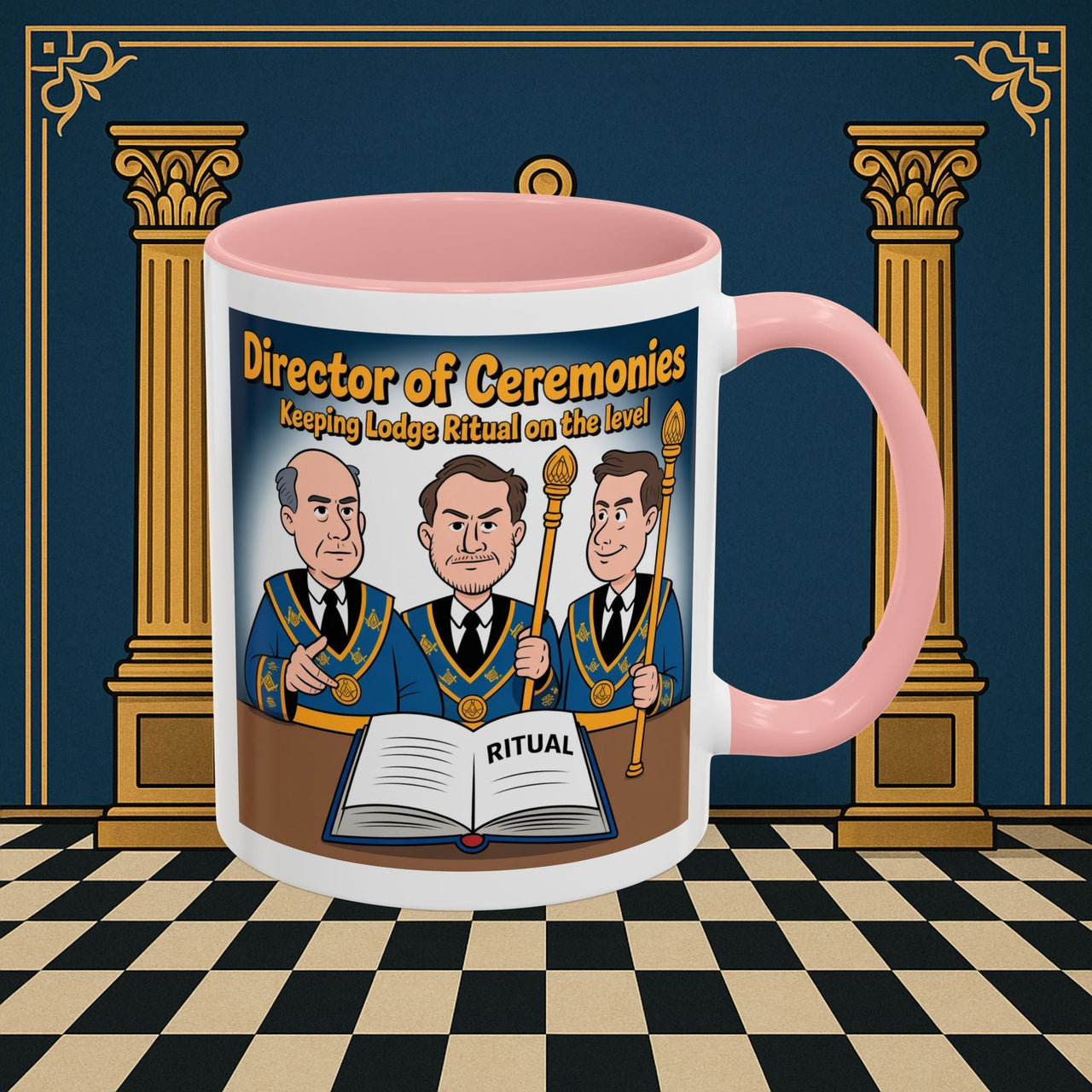 Premium Ready to Go Freemason Design | Accent Coloured 11oz Mug | Masonic Maestro | Director of Ceremonies - Masonic Mugs