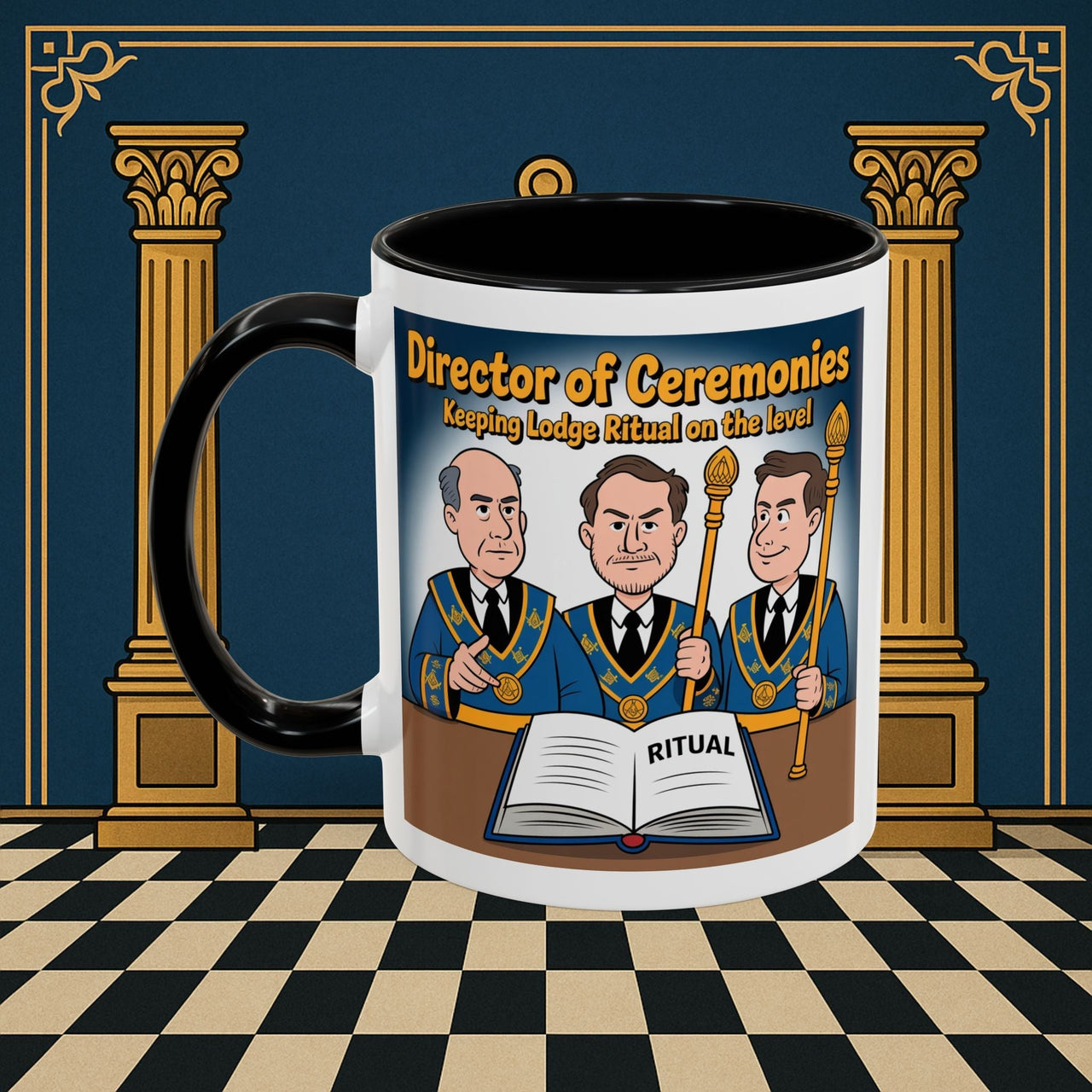 Premium Ready to Go Freemason Design | Accent Coloured 11oz Mug | Masonic Maestro | Director of Ceremonies - Masonic Mugs