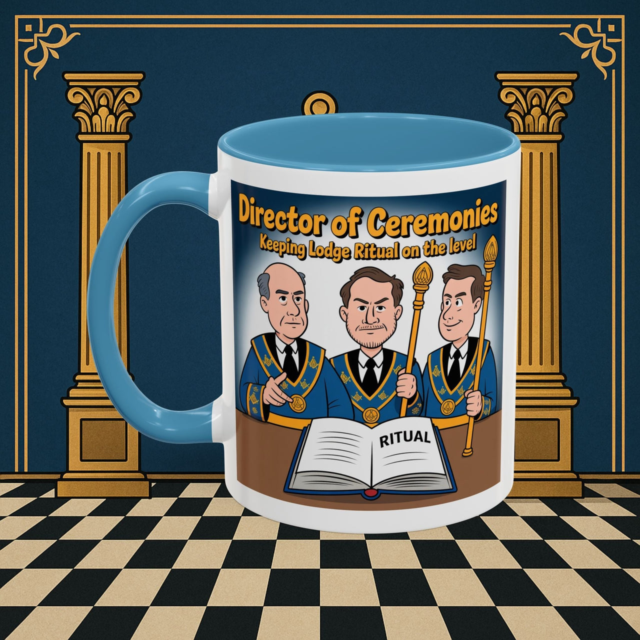 Premium Ready to Go Freemason Design | Accent Coloured 11oz Mug | Masonic Maestro | Director of Ceremonies - Masonic Mugs