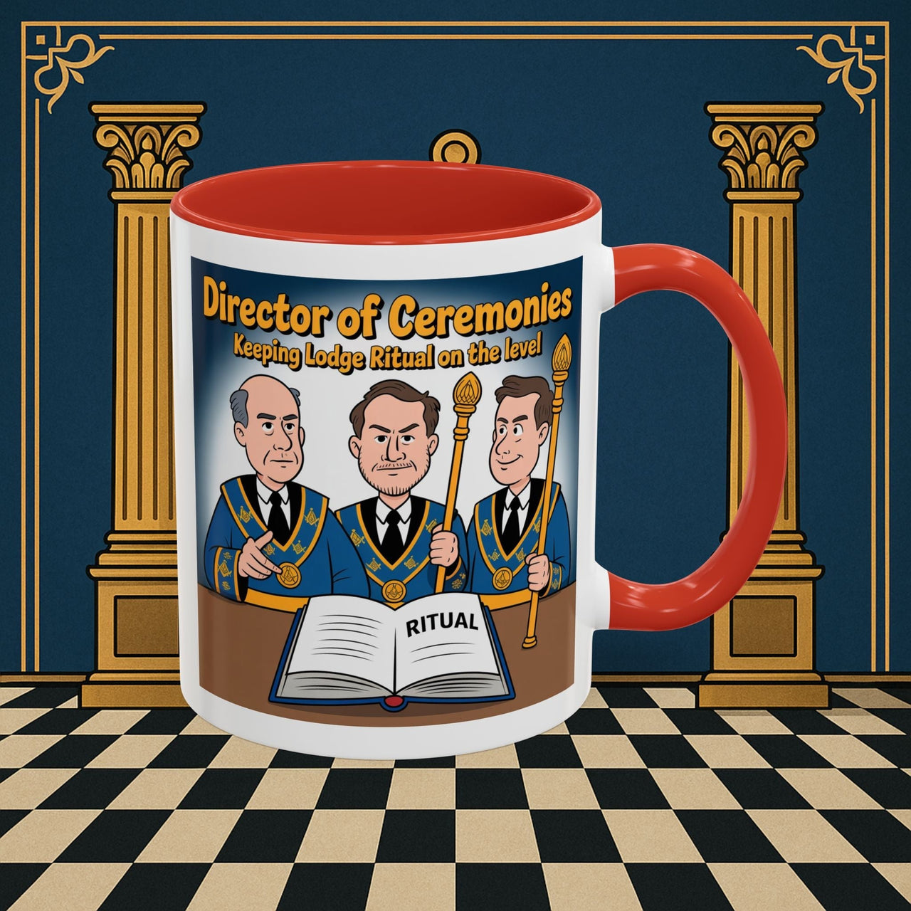 Premium Ready to Go Freemason Design | Accent Coloured 11oz Mug | Masonic Maestro | Director of Ceremonies - Masonic Mugs