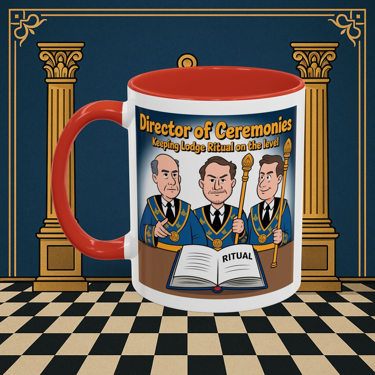 Premium Ready to Go Freemason Design | Accent Coloured 11oz Mug | Masonic Maestro | Director of Ceremonies - Masonic Mugs