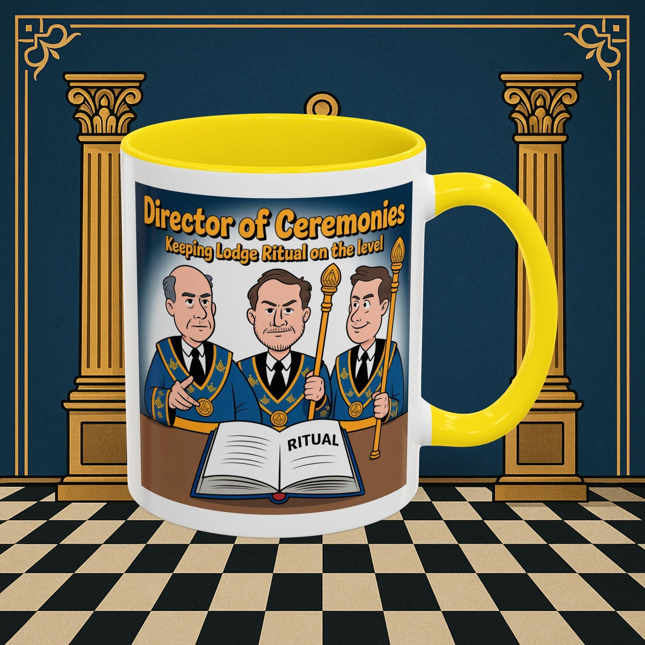Premium Ready to Go Freemason Design | Accent Coloured 11oz Mug | Masonic Maestro | Director of Ceremonies - Masonic Mugs
