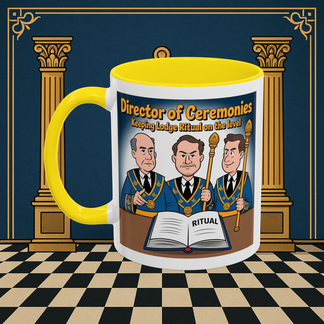Premium Ready to Go Freemason Design | Accent Coloured 11oz Mug | Masonic Maestro | Director of Ceremonies - Masonic Mugs