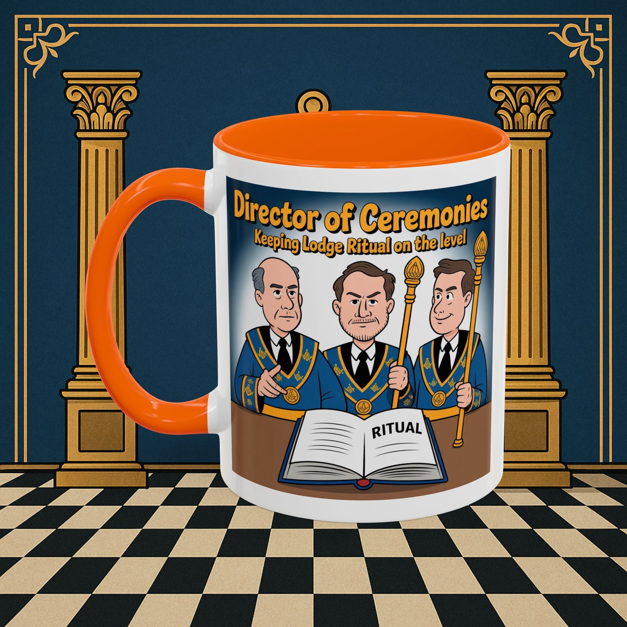 Premium Ready to Go Freemason Design | Accent Coloured 11oz Mug | Masonic Maestro | Director of Ceremonies - Masonic Mugs