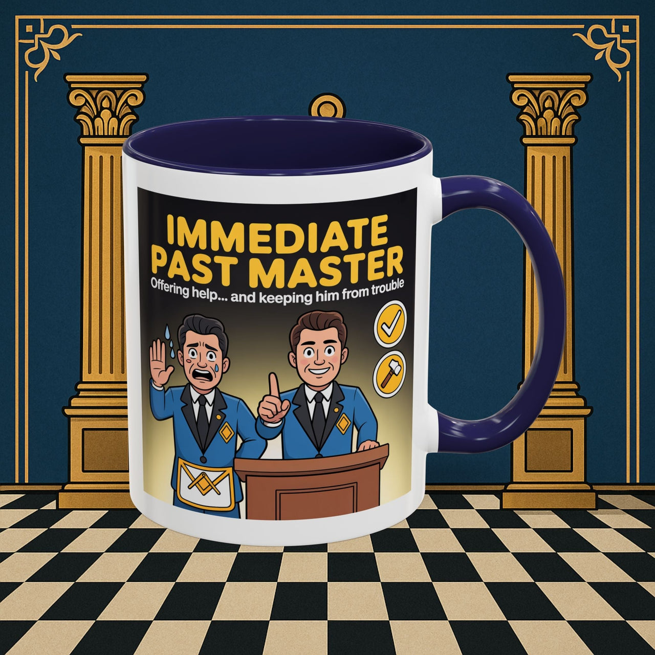 Premium Ready to Go Freemason Design | Accent Coloured 11oz Mug | Masonic Mentorship | Immediate Past Master - Masonic Mugs