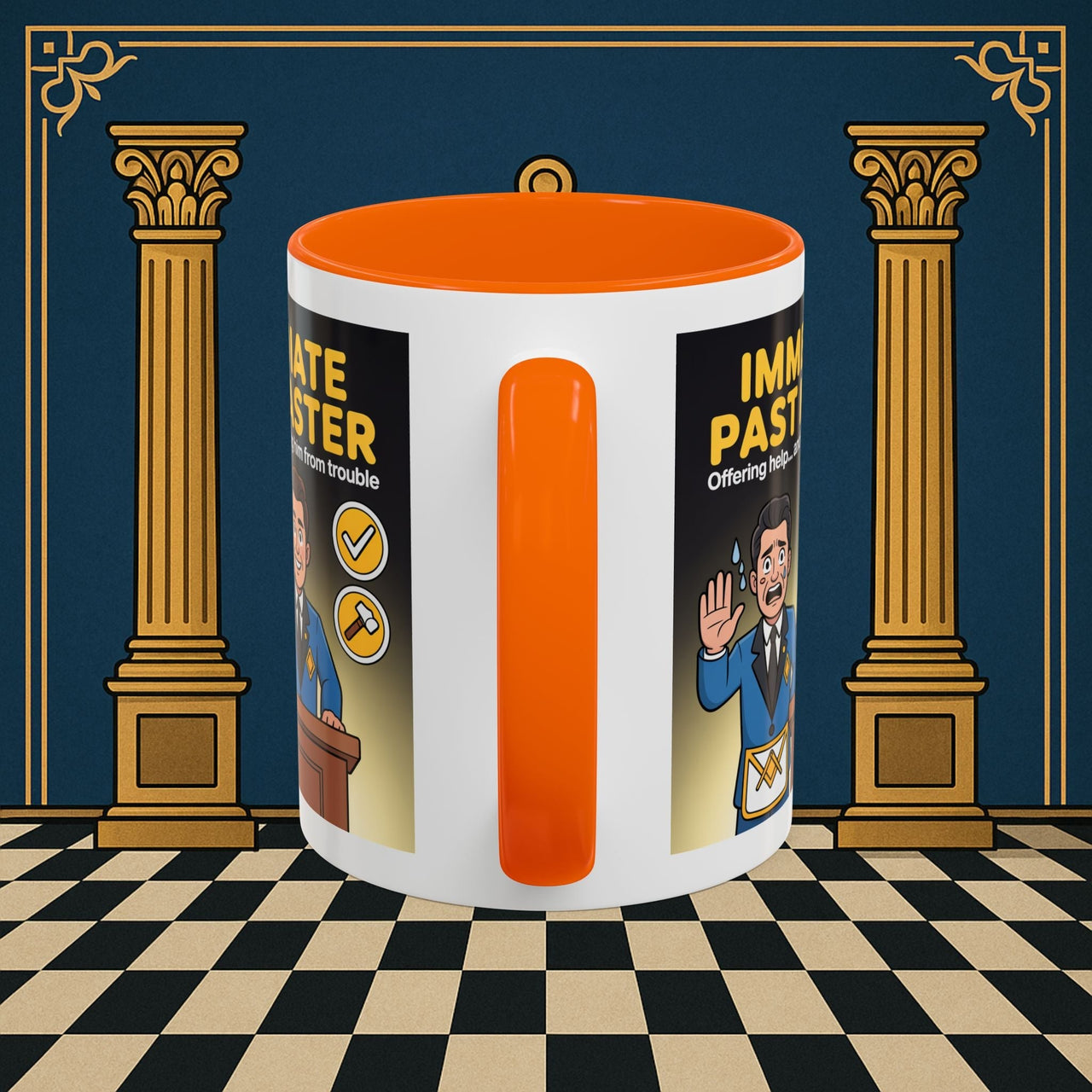 Premium Ready to Go Freemason Design | Accent Coloured 11oz Mug | Masonic Mentorship | Immediate Past Master - Masonic Mugs