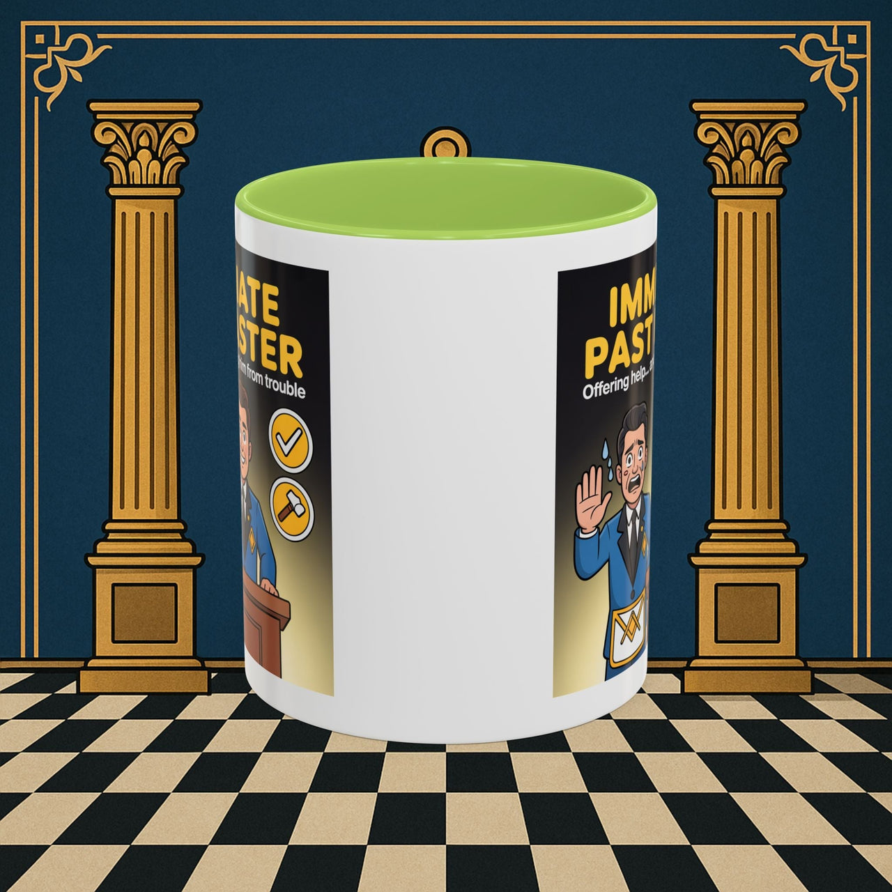 Premium Ready to Go Freemason Design | Accent Coloured 11oz Mug | Masonic Mentorship | Immediate Past Master - Masonic Mugs