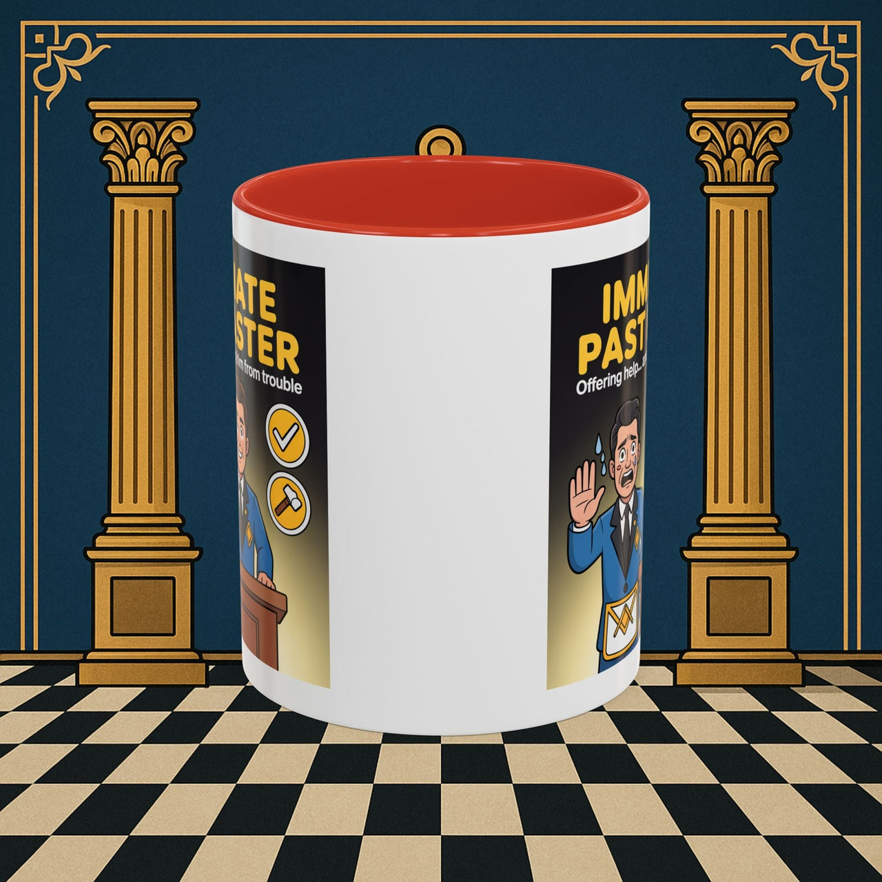 Premium Ready to Go Freemason Design | Accent Coloured 11oz Mug | Masonic Mentorship | Immediate Past Master - Masonic Mugs