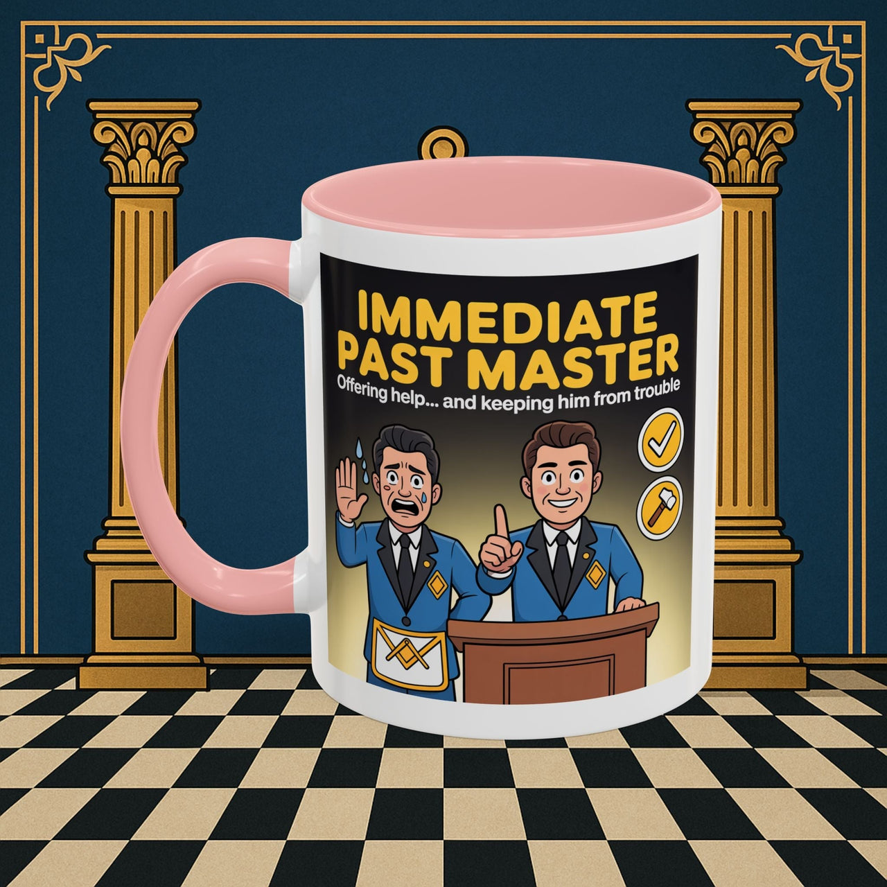 Premium Ready to Go Freemason Design | Accent Coloured 11oz Mug | Masonic Mentorship | Immediate Past Master - Masonic Mugs