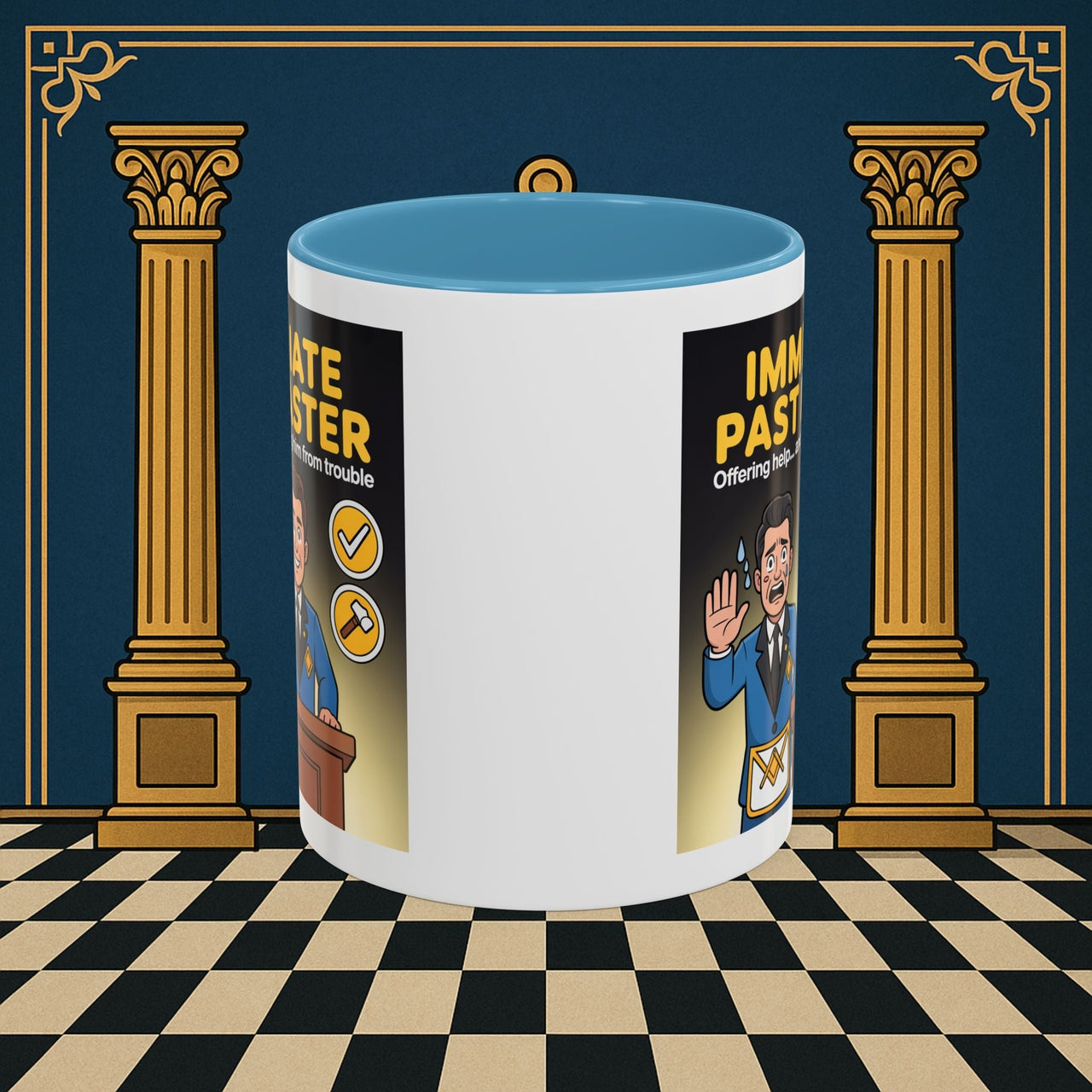 Premium Ready to Go Freemason Design | Accent Coloured 11oz Mug | Masonic Mentorship | Immediate Past Master - Masonic Mugs