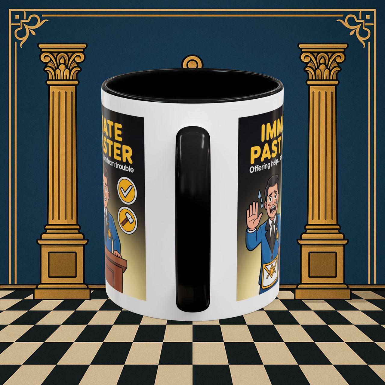 Premium Ready to Go Freemason Design | Accent Coloured 11oz Mug | Masonic Mentorship | Immediate Past Master - Masonic Mugs