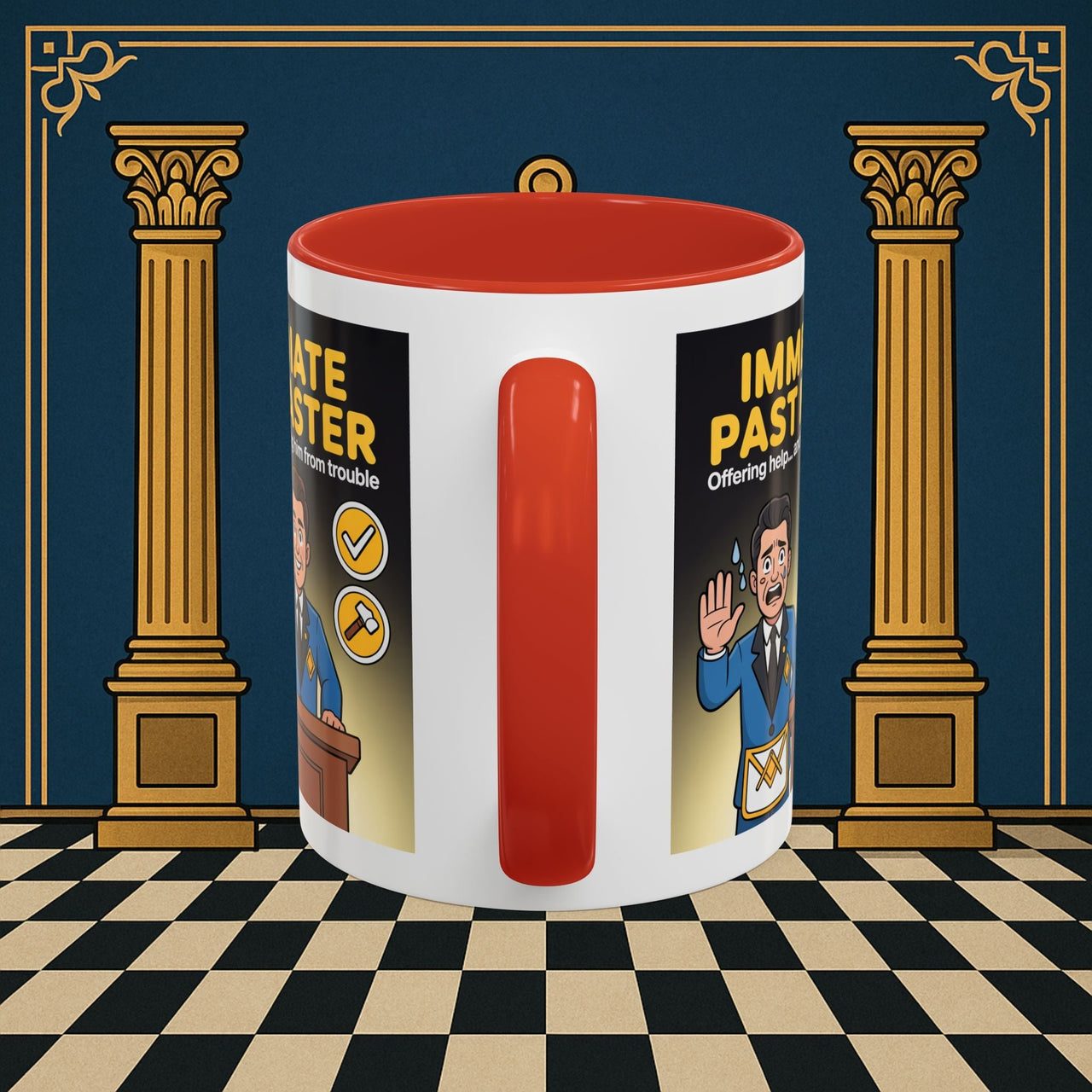 Premium Ready to Go Freemason Design | Accent Coloured 11oz Mug | Masonic Mentorship | Immediate Past Master - Masonic Mugs