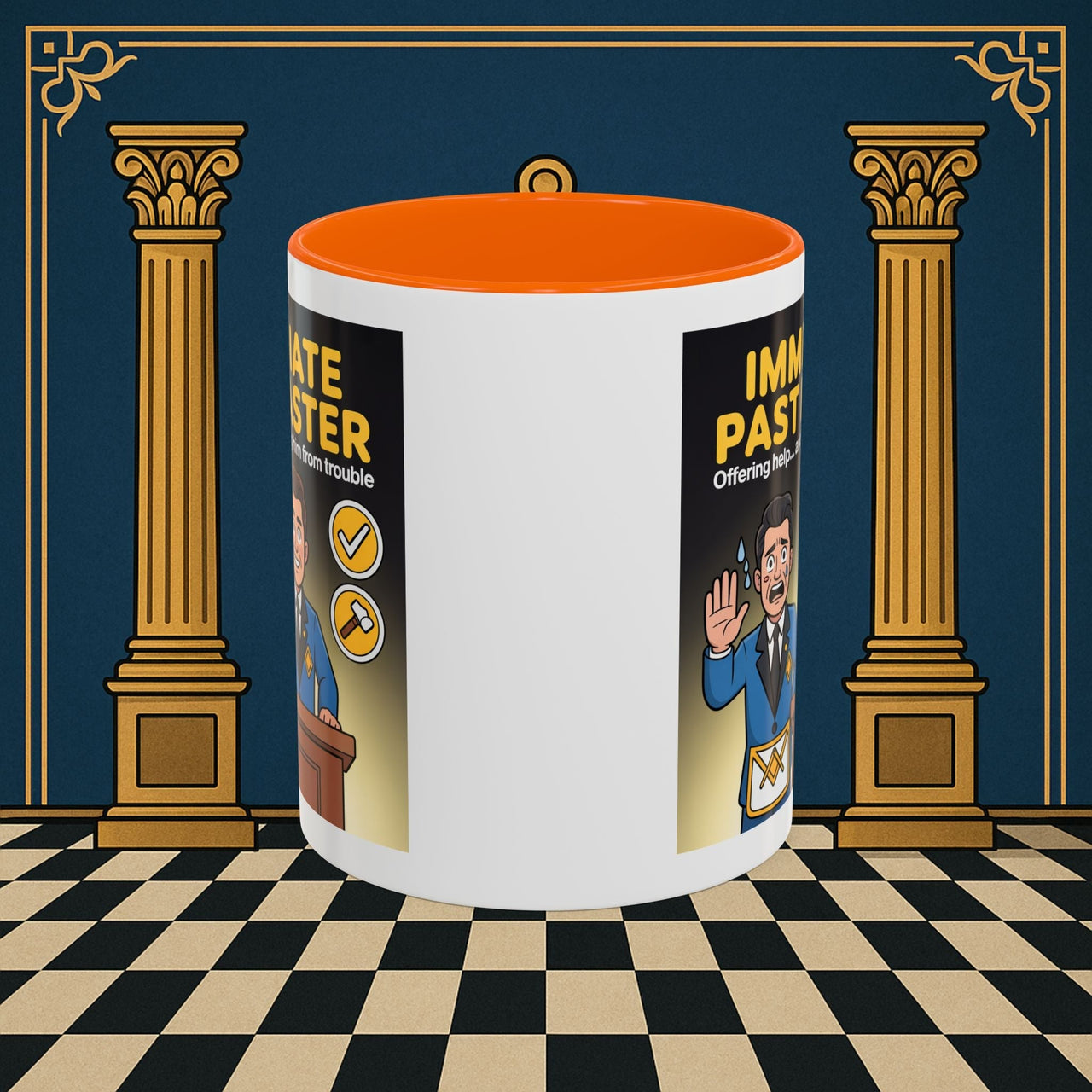 Premium Ready to Go Freemason Design | Accent Coloured 11oz Mug | Masonic Mentorship | Immediate Past Master - Masonic Mugs