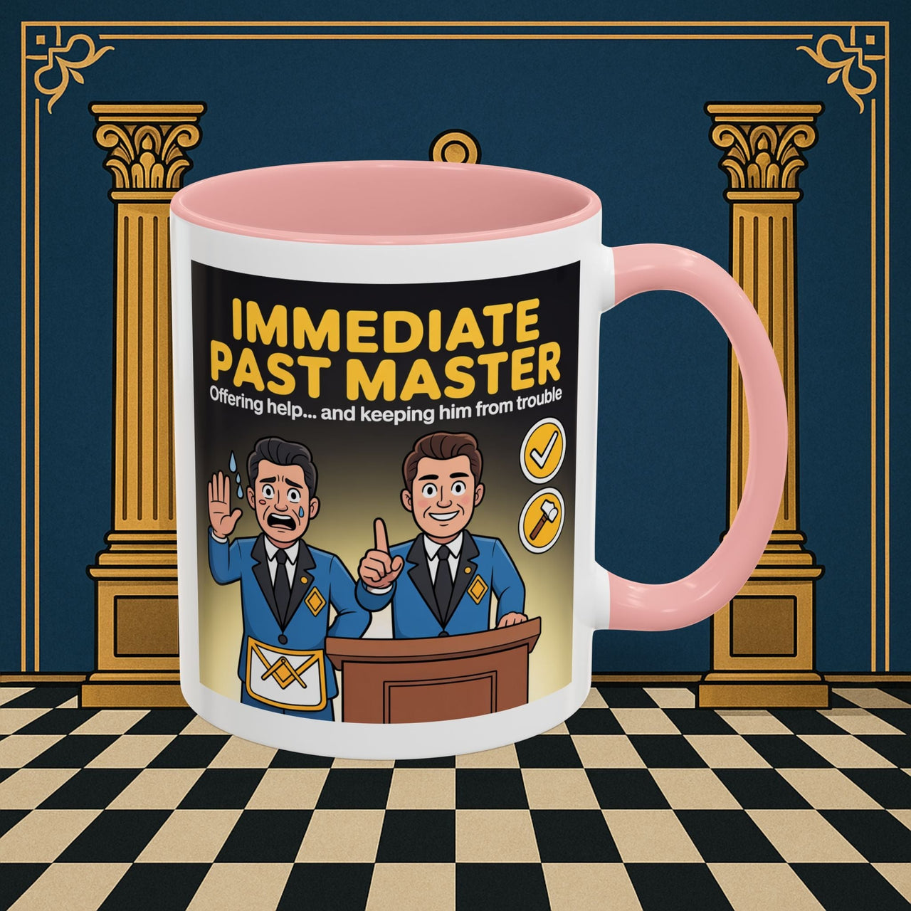 Premium Ready to Go Freemason Design | Accent Coloured 11oz Mug | Masonic Mentorship | Immediate Past Master - Masonic Mugs