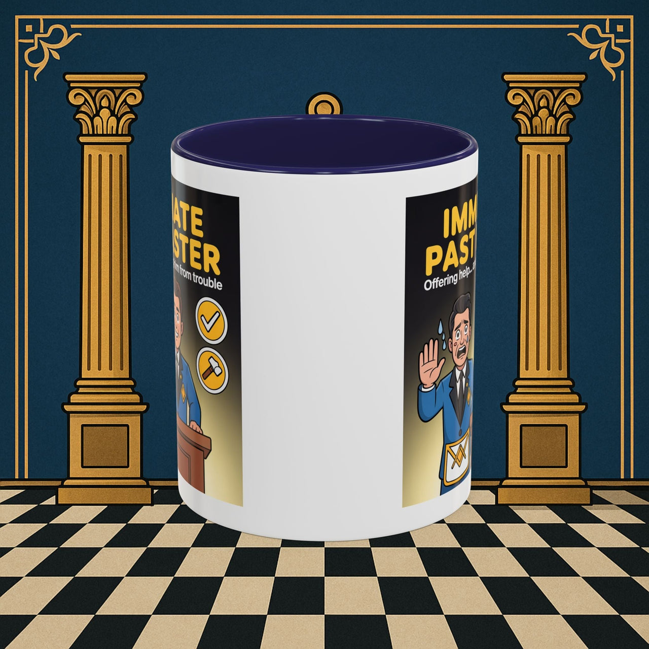Premium Ready to Go Freemason Design | Accent Coloured 11oz Mug | Masonic Mentorship | Immediate Past Master - Masonic Mugs
