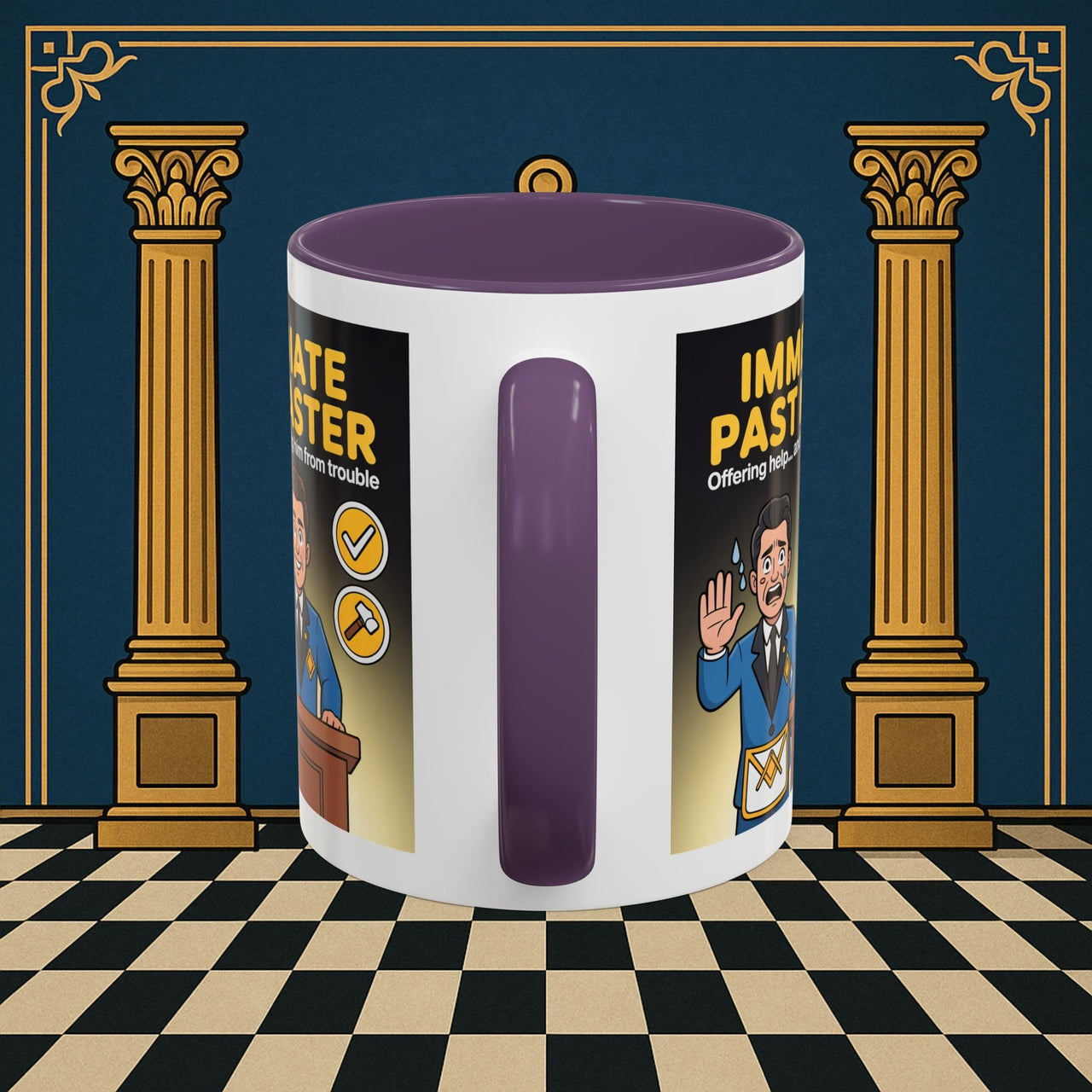 Premium Ready to Go Freemason Design | Accent Coloured 11oz Mug | Masonic Mentorship | Immediate Past Master - Masonic Mugs