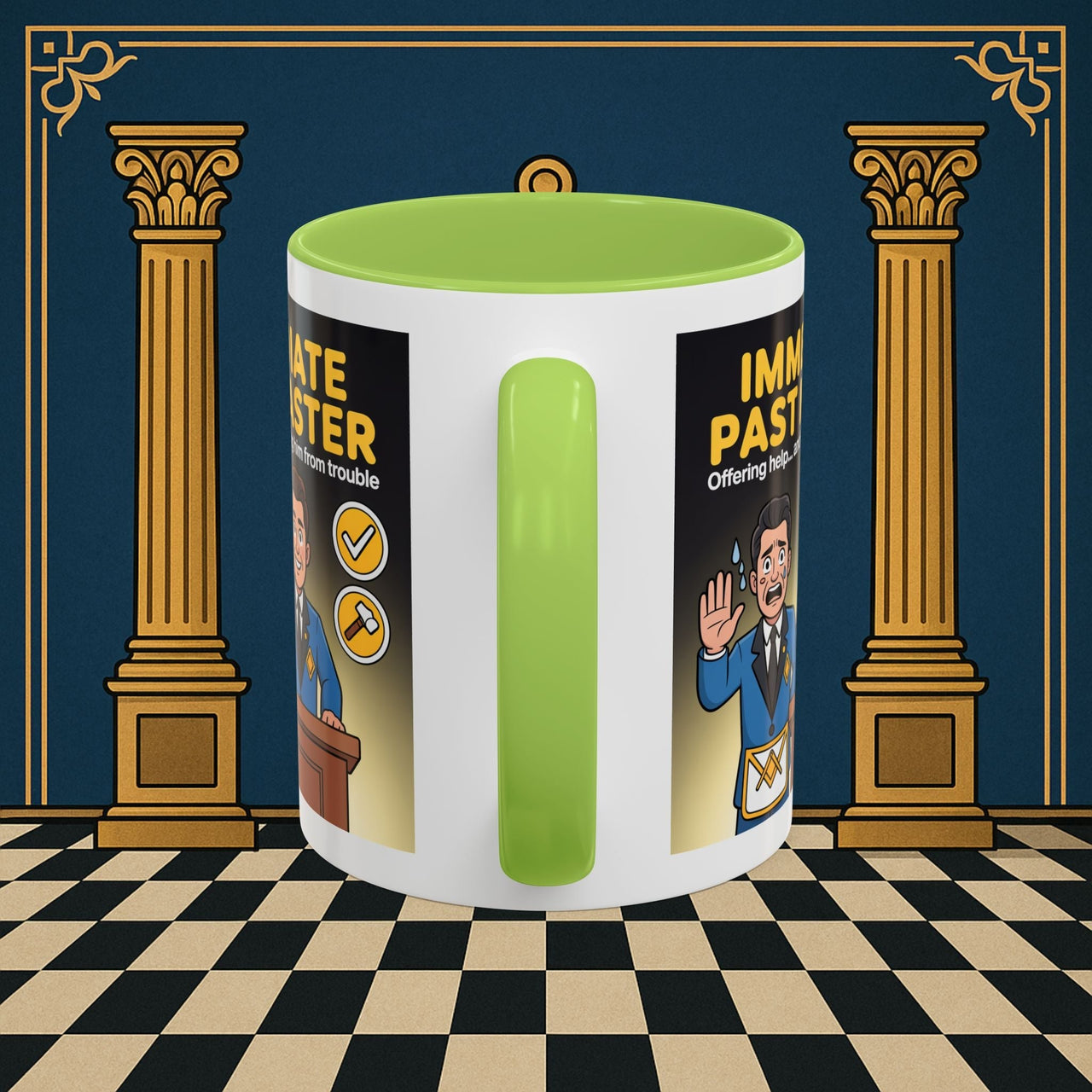 Premium Ready to Go Freemason Design | Accent Coloured 11oz Mug | Masonic Mentorship | Immediate Past Master - Masonic Mugs