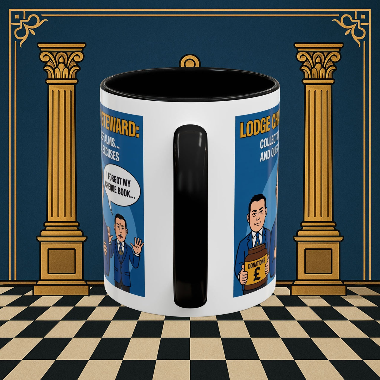 Premium Ready to Go Freemason Design | Accent Coloured 11oz Mug | The Donation Dodgers | Charity Steward - Masonic Mugs