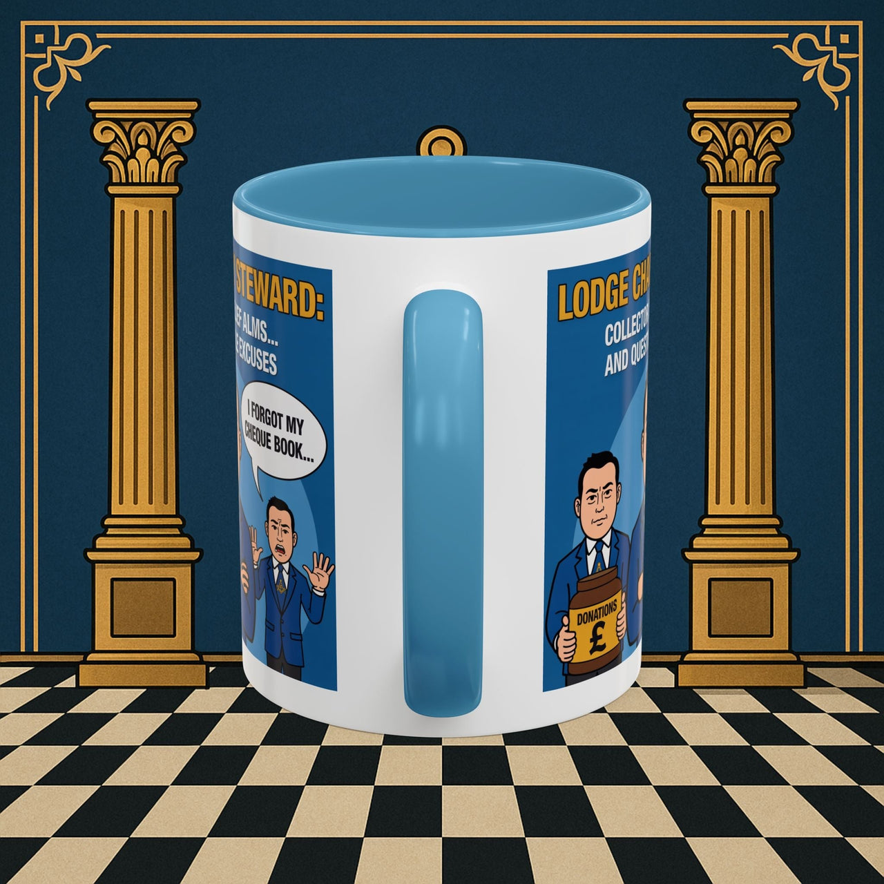 Premium Ready to Go Freemason Design | Accent Coloured 11oz Mug | The Donation Dodgers | Charity Steward - Masonic Mugs