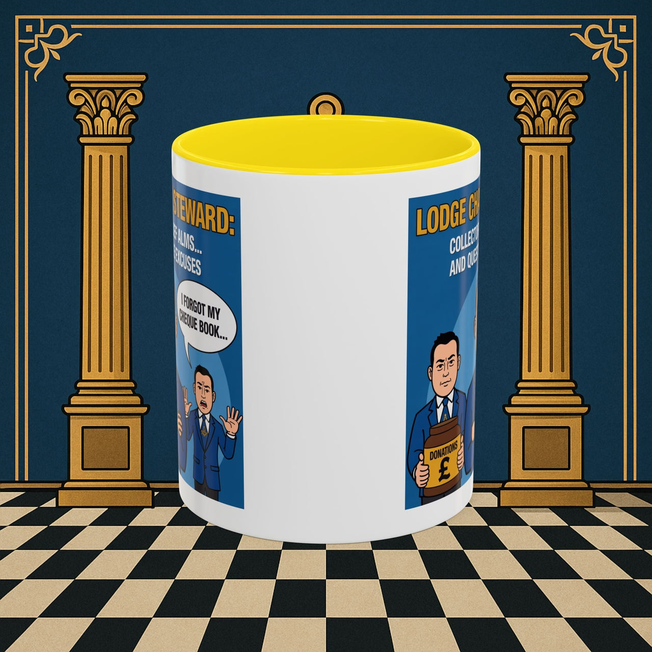 Premium Ready to Go Freemason Design | Accent Coloured 11oz Mug | The Donation Dodgers | Charity Steward - Masonic Mugs