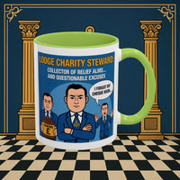 Premium Ready to Go Freemason Design | Accent Coloured 11oz Mug | The Donation Dodgers | Charity Steward - Masonic Mugs
