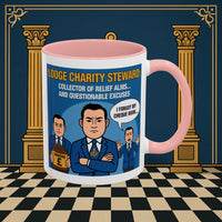 Premium Ready to Go Freemason Design | Accent Coloured 11oz Mug | The Donation Dodgers | Charity Steward - Masonic Mugs