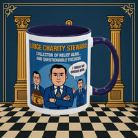 Premium Ready to Go Freemason Design | Accent Coloured 11oz Mug | The Donation Dodgers | Charity Steward - Masonic Mugs