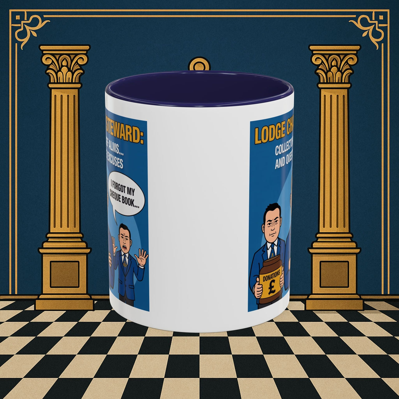 Premium Ready to Go Freemason Design | Accent Coloured 11oz Mug | The Donation Dodgers | Charity Steward - Masonic Mugs
