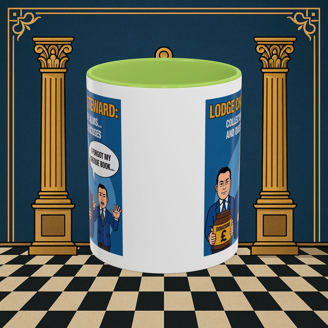 Premium Ready to Go Freemason Design | Accent Coloured 11oz Mug | The Donation Dodgers | Charity Steward - Masonic Mugs