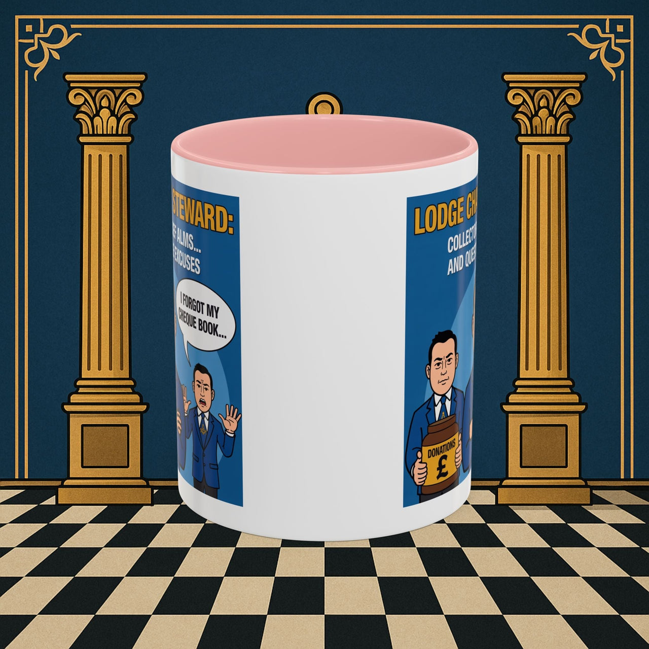 Premium Ready to Go Freemason Design | Accent Coloured 11oz Mug | The Donation Dodgers | Charity Steward - Masonic Mugs