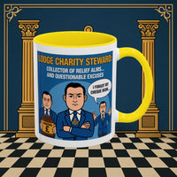 Premium Ready to Go Freemason Design | Accent Coloured 11oz Mug | The Donation Dodgers | Charity Steward - Masonic Mugs