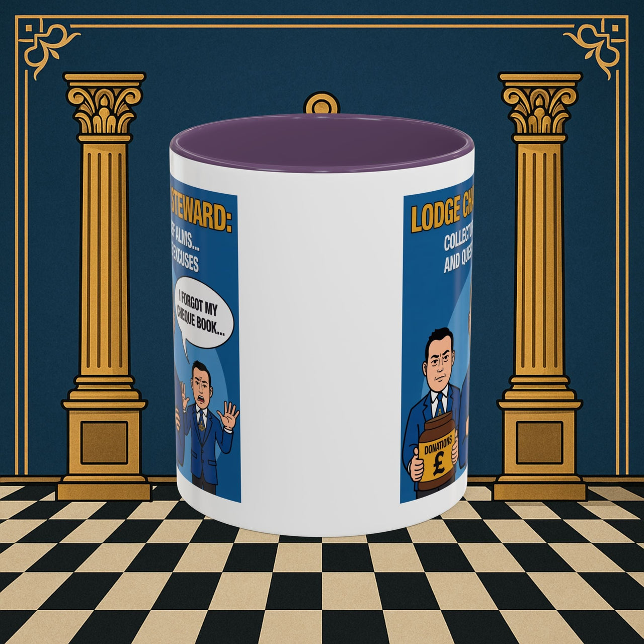 Premium Ready to Go Freemason Design | Accent Coloured 11oz Mug | The Donation Dodgers | Charity Steward - Masonic Mugs